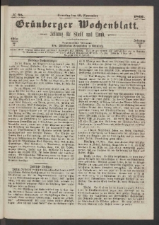 Grünberger Wochenblatt: Zeitung für Stadt und Land, No. 95. (25. November 1866)