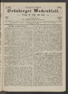 Gr&uuml;nberger Wochenblatt: Zeitung f&uuml;r Stadt und Land, No. 99. (9. Dezember 1866)