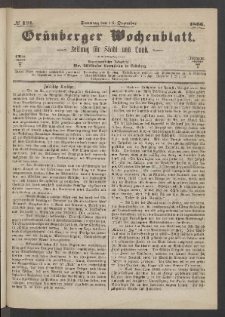 Grünberger Wochenblatt: Zeitung für Stadt und Land, No. 101. (16. Dezember 1866))