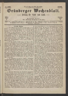 Gr&uuml;nberger Wochenblatt: Zeitung f&uuml;r Stadt und Land, No. 102. (20. Dezember 1866)