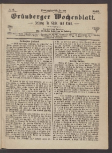 Grünberger Wochenblatt: Zeitung für Stadt und Land, No. 6. (20. Januar 1867)