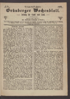 Grünberger Wochenblatt: Zeitung für Stadt und Land, No. 8. (27. Januar 1867)