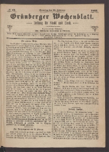 Grünberger Wochenblatt: Zeitung für Stadt und Land, No. 12. (10. Februar 1867)