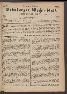 Gr&uuml;nberger Wochenblatt: Zeitung f&uuml;r Stadt und Land, No. 26. (31. M&auml;rz 1867)