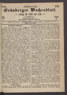 Gr&uuml;nberger Wochenblatt: Zeitung f&uuml;r Stadt und Land, No. 54. (7. Juli 1867)