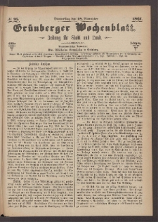 Gr&uuml;nberger Wochenblatt: Zeitung f&uuml;r Stadt und Land, No. 95. (28. November 1867)