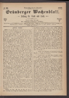 Grünberger Wochenblatt: Zeitung für Stadt und Land, No. 97. (5. Dezember 1867)