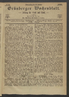 Gr&uuml;nberger Wochenblatt: Zeitung f&uuml;r Stadt und Land, No. 3. (9. Januar 1868)