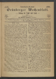 Gr&uuml;nberger Wochenblatt: Zeitung f&uuml;r Stadt und Land, No. 9. (30. Januar 1868)