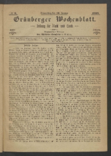 Grünberger Wochenblatt: Zeitung für Stadt und Land, No. 9. (30. Januar 1868)