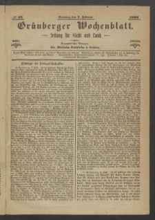 Grünberger Wochenblatt: Zeitung für Stadt und Land, No. 12. (9. Februar 1868)