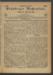 Gr&uuml;nberger Wochenblatt: Zeitung f&uuml;r Stadt und Land, No. 22. (15. M&auml;rz 1868)