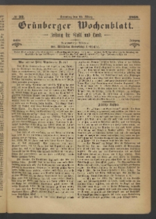 Grünberger Wochenblatt: Zeitung für Stadt und Land, No. 22. (15. März 1868)