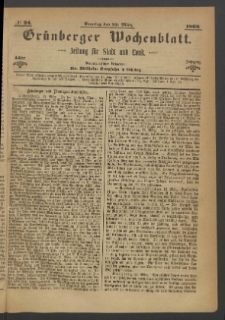 Gr&uuml;nberger Wochenblatt: Zeitung f&uuml;r Stadt und Land, No. 24. (22. M&auml;rz 1868)