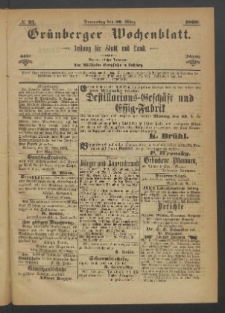 Gr&uuml;nberger Wochenblatt: Zeitung f&uuml;r Stadt und Land, No. 25. (26. M&auml;rz 1868)