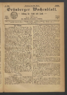 Grünberger Wochenblatt: Zeitung für Stadt und Land, No. 34. (26. April 1868)