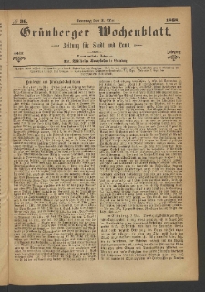 Gr&uuml;nberger Wochenblatt: Zeitung f&uuml;r Stadt und Land, No. 36. (3. Mai 1868)