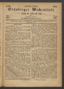 Grünberger Wochenblatt: Zeitung für Stadt und Land, No. 50. (21. Juni 1868)