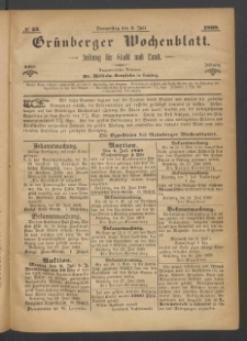 Grünberger Wochenblatt: Zeitung für Stadt und Land, No. 53. (2. Juli 1868)
