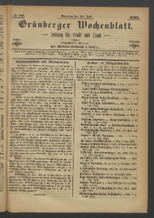 Gr&uuml;nberger Wochenblatt: Zeitung f&uuml;r Stadt und Land, No. 60. (26. Juli 1868)