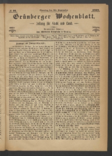Grünberger Wochenblatt: Zeitung für Stadt und Land, No. 76. (20. September 1868)