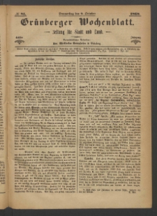 Gr&uuml;nberger Wochenblatt: Zeitung f&uuml;r Stadt und Land, No. 81. (8. October 1868)