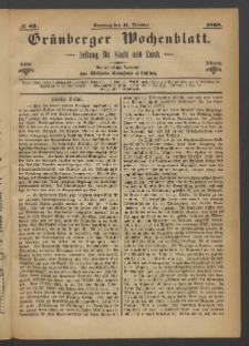 Gr&uuml;nberger Wochenblatt: Zeitung f&uuml;r Stadt und Land, No. 82. (11. October 1868)