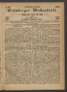 Grünberger Wochenblatt: Zeitung für Stadt und Land, No. 82. (11. October 1868)