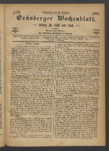 Gr&uuml;nberger Wochenblatt: Zeitung f&uuml;r Stadt und Land, No. 83. (15. October 1868)