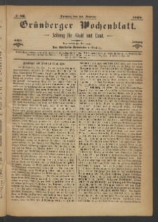 Gr&uuml;nberger Wochenblatt: Zeitung f&uuml;r Stadt und Land, No. 86. (25. October 1868)