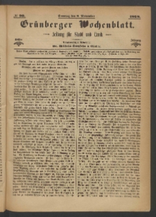 Gr&uuml;nberger Wochenblatt: Zeitung f&uuml;r Stadt und Land, No. 90. (8. November 1868)