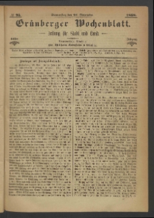 Gr&uuml;nberger Wochenblatt: Zeitung f&uuml;r Stadt und Land, No. 95. (26. November 1868)