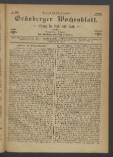 Gr&uuml;nberger Wochenblatt: Zeitung f&uuml;r Stadt und Land, No. 96. (29. November 1868)