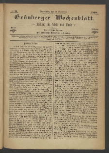 Gr&uuml;nberger Wochenblatt: Zeitung f&uuml;r Stadt und Land, No. 97. (3. Dezember 1868)