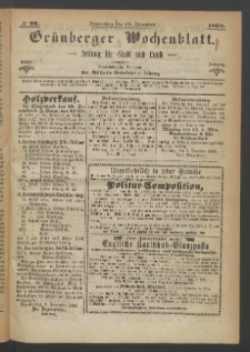 Gr&uuml;nberger Wochenblatt: Zeitung f&uuml;r Stadt und Land, No. 99. (10. Dezember 1868)