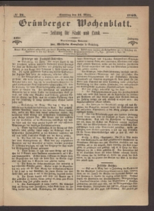 Grünberger Wochenblatt: Zeitung für Stadt und Land, No. 21. (14. März 1869)