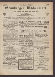 Gr&uuml;nberger Wochenblatt: Zeitung f&uuml;r Stadt und Land, No. 30. (15. April 1869)