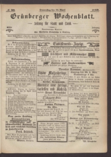 Grünberger Wochenblatt: Zeitung für Stadt und Land, No. 30. (15. April 1869)