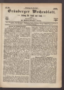 Grünberger Wochenblatt: Zeitung für Stadt und Land, No. 55. (11. Juli 1869)