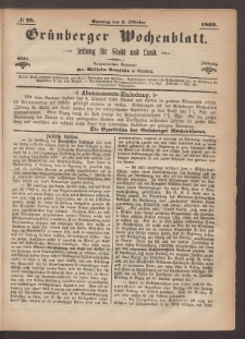 Grünberger Wochenblatt: Zeitung für Stadt und Land, No. 79. (3. Oktober 1869)