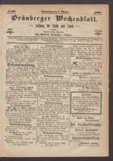 Grünberger Wochenblatt: Zeitung für Stadt und Land, No. 80. (7. Oktober 1869)