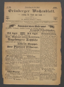 Gr&uuml;nberger Wochenblatt: Zeitung f&uuml;r Stadt und Land, No. 30. (14. April 1870)