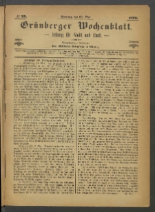 Grünberger Wochenblatt: Zeitung für Stadt und Land, No. 39. (15. Mai 1870)