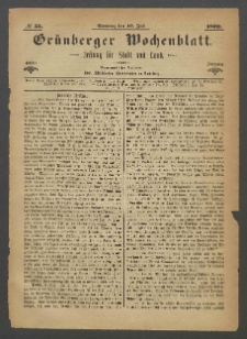 Grünberger Wochenblatt: Zeitung für Stadt und Land, No. 55. (10. Juli 1870)