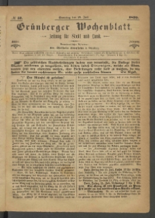 Grünberger Wochenblatt: Zeitung für Stadt und Land, No. 57. (17. Juli 1870)