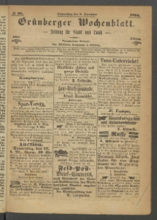 Grünberger Wochenblatt: Zeitung für Stadt und Land, No. 98. (8. December 1870)