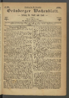 Gr&uuml;nberger Wochenblatt: Zeitung f&uuml;r Stadt und Land, No. 99. (11. December 1870)
