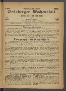 Gr&uuml;nberger Wochenblatt: Zeitung f&uuml;r Stadt und Land, No. 104. (29. December 1870)