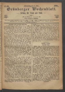Gr&uuml;nberger Wochenblatt: Zeitung f&uuml;r Stadt und Land, No. 53. (6. Juli 1871)