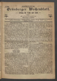 Gr&uuml;nberger Wochenblatt: Zeitung f&uuml;r Stadt und Land, No. 55. (13. Juli 1871)